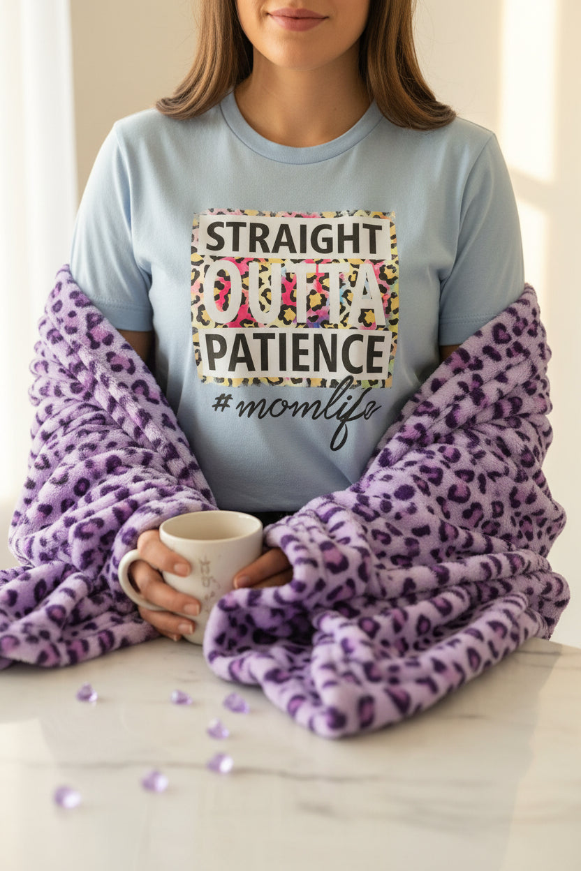 Straight Outta Patience Shirt – Funny Mom Life Graphic Tee – product image