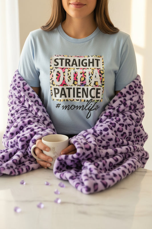 Straight Outta Patience Shirt – Funny Mom Life Graphic Tee – product image