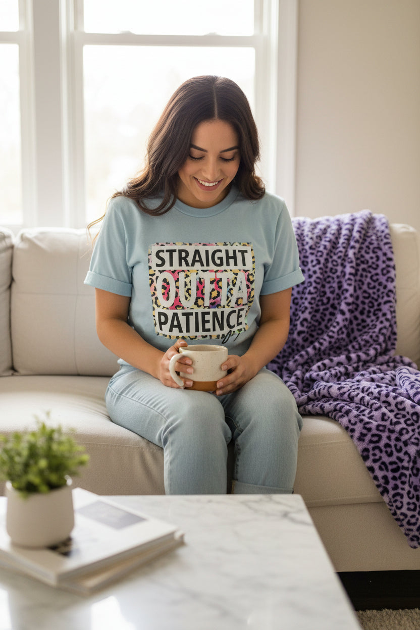 Straight Outta Patience Shirt – Funny Mom Life Graphic Tee – product image