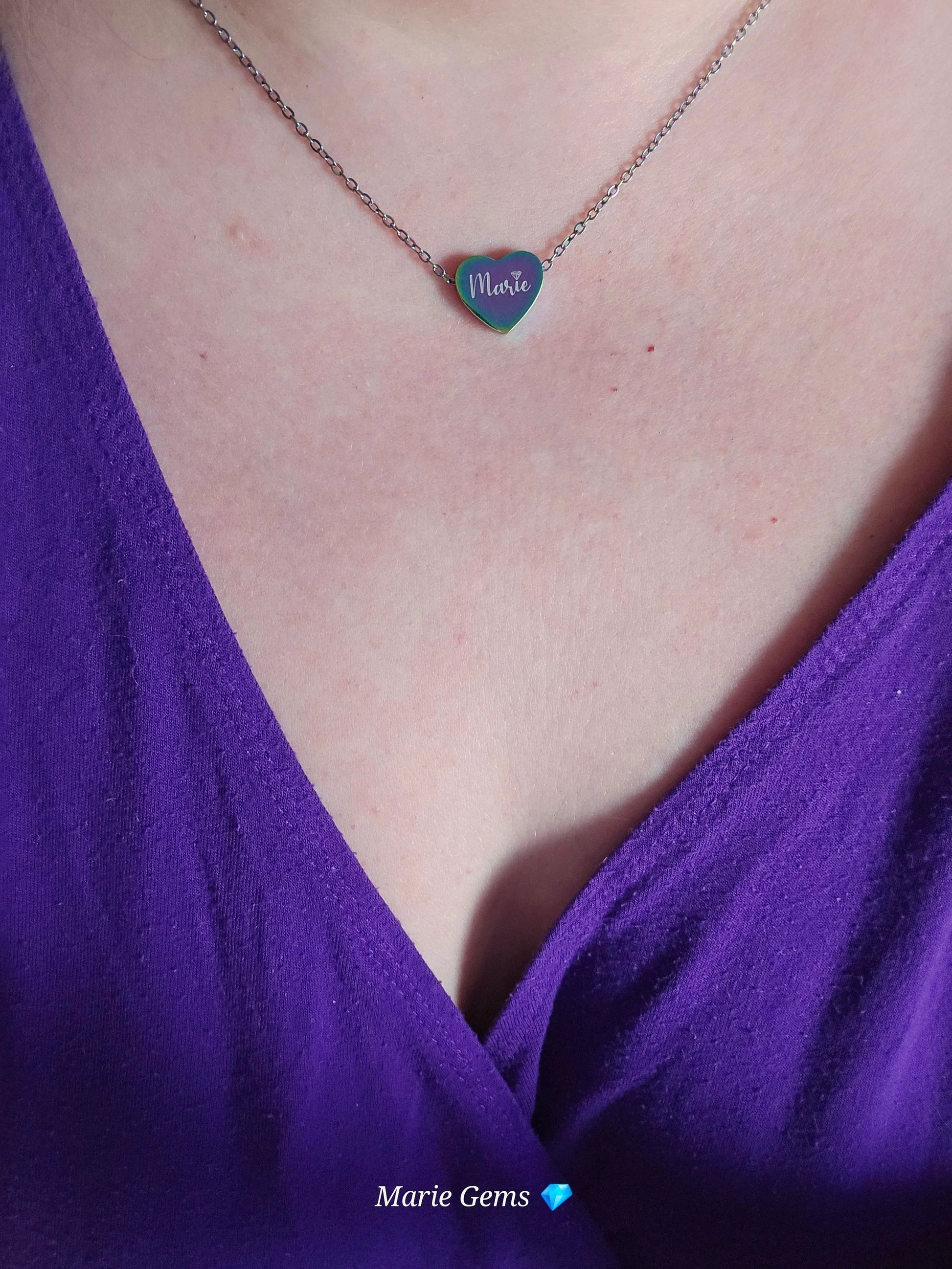 Engravable Heart Necklace — Personalized Name Pendant Gift by Printify