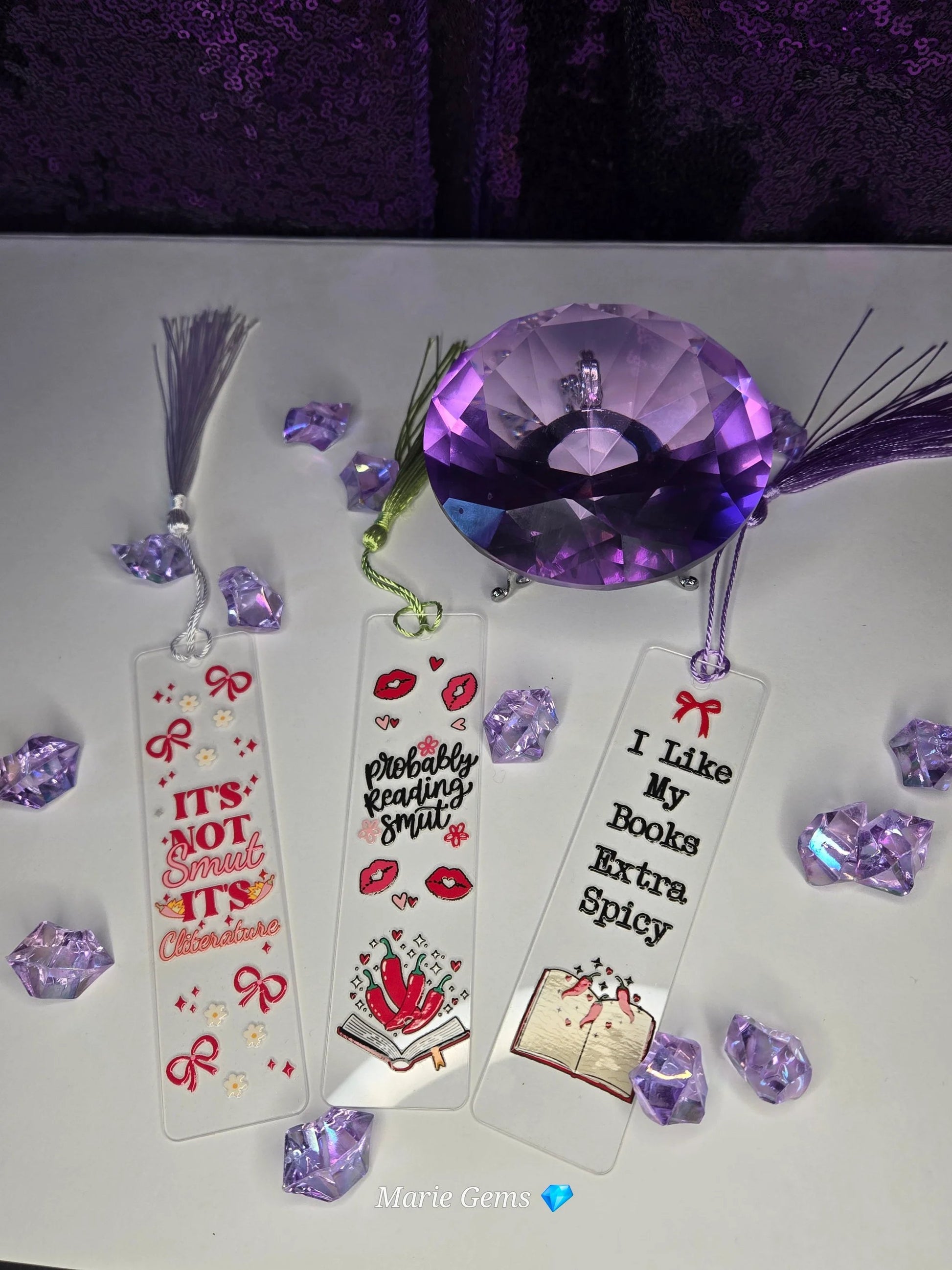 Mystery 3 Pack Spicy Acrylic Bookmark Bundle For Romance Readers Gift Set Premium Quality by Marie Gems
