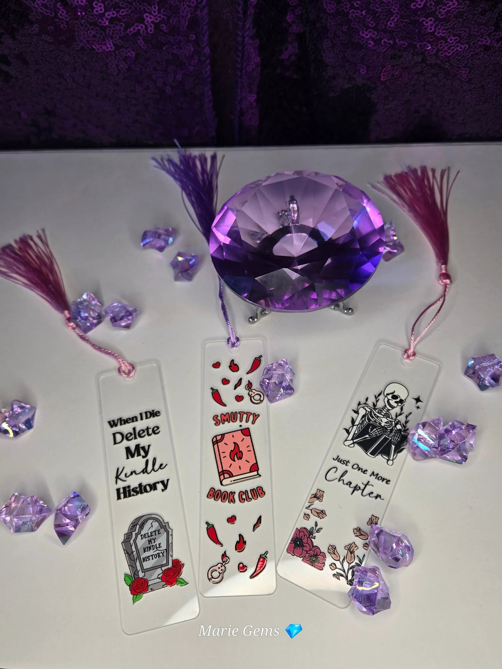Mystery 3 Pack Spicy Acrylic Bookmark Bundle For Romance Readers Gift Set Premium Quality by Marie Gems