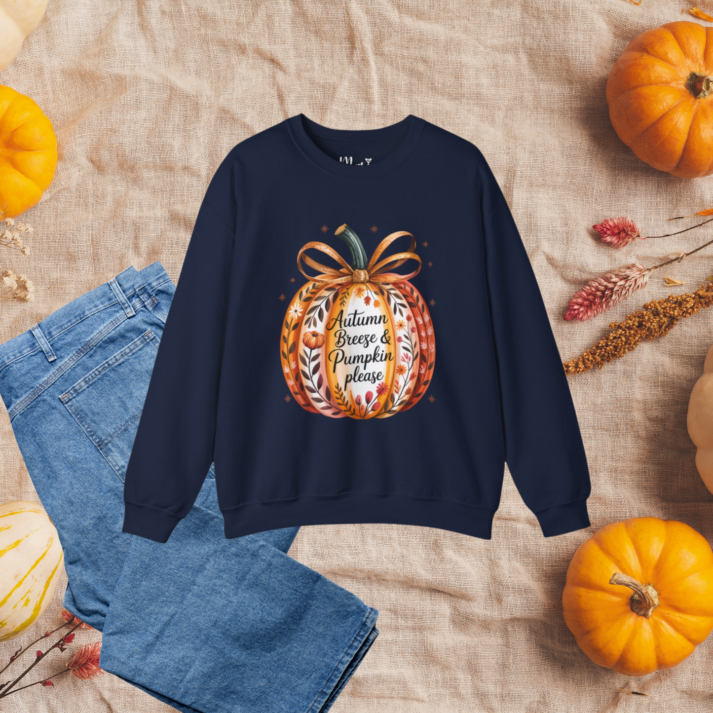 Autumn Breeze & Pumpkin Please Sweatshirt, Vintage Style Fall Sweater, Pumpkin Season Jumper, Pumpkin Spice Sweatshirt, Fall Harvest Festival Jumper