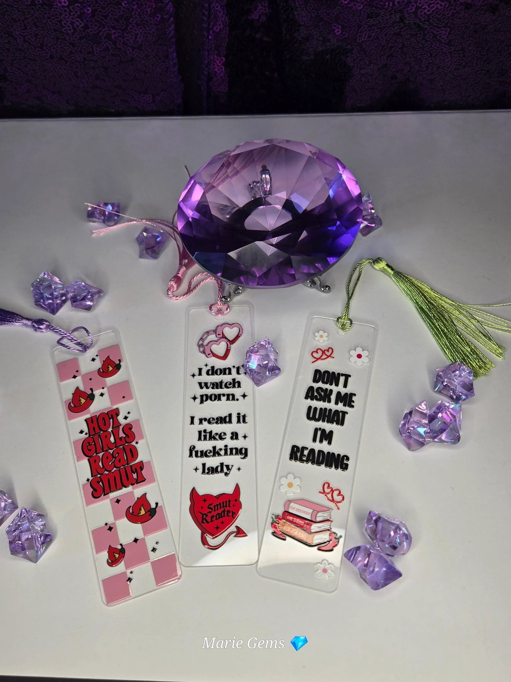 Mystery 3 Pack Spicy Acrylic Bookmark Bundle For Romance Readers Gift Set Premium Quality by Marie Gems