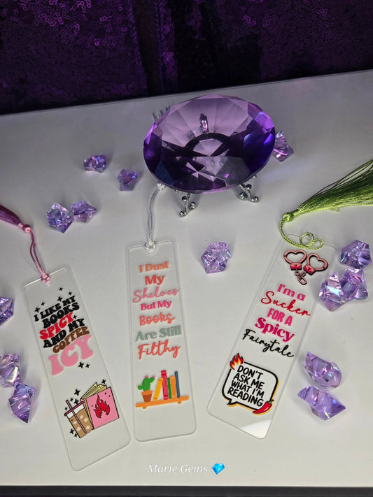Mystery 3 Pack Spicy Acrylic Bookmark Bundle For Romance Readers Gift Set Premium Quality by Marie Gems