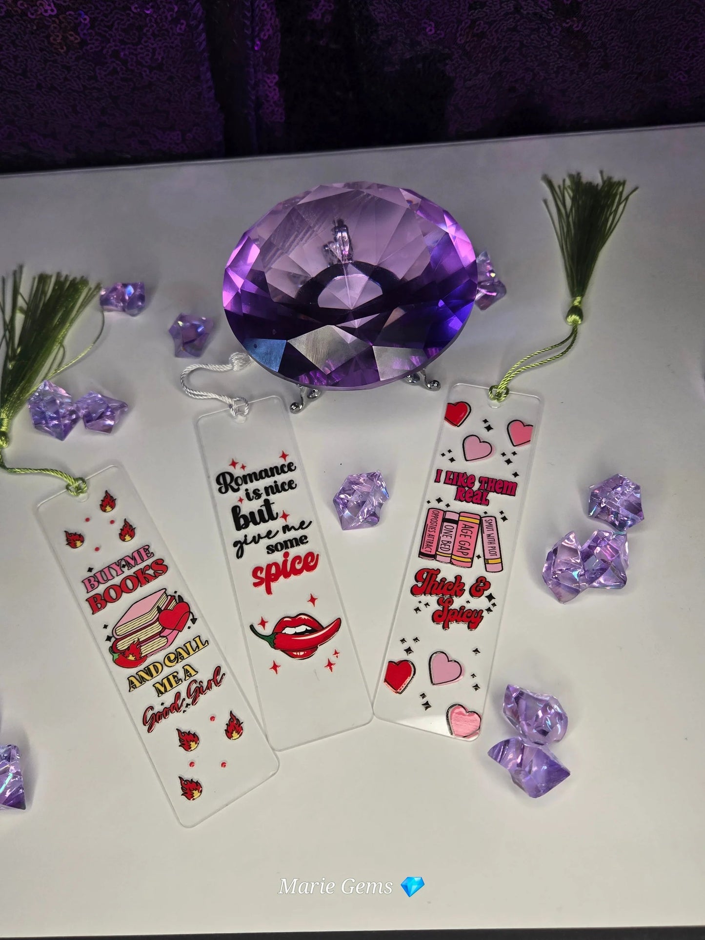 Mystery 3 Pack Spicy Acrylic Bookmark Bundle For Romance Readers Gift Set Premium Quality by Marie Gems