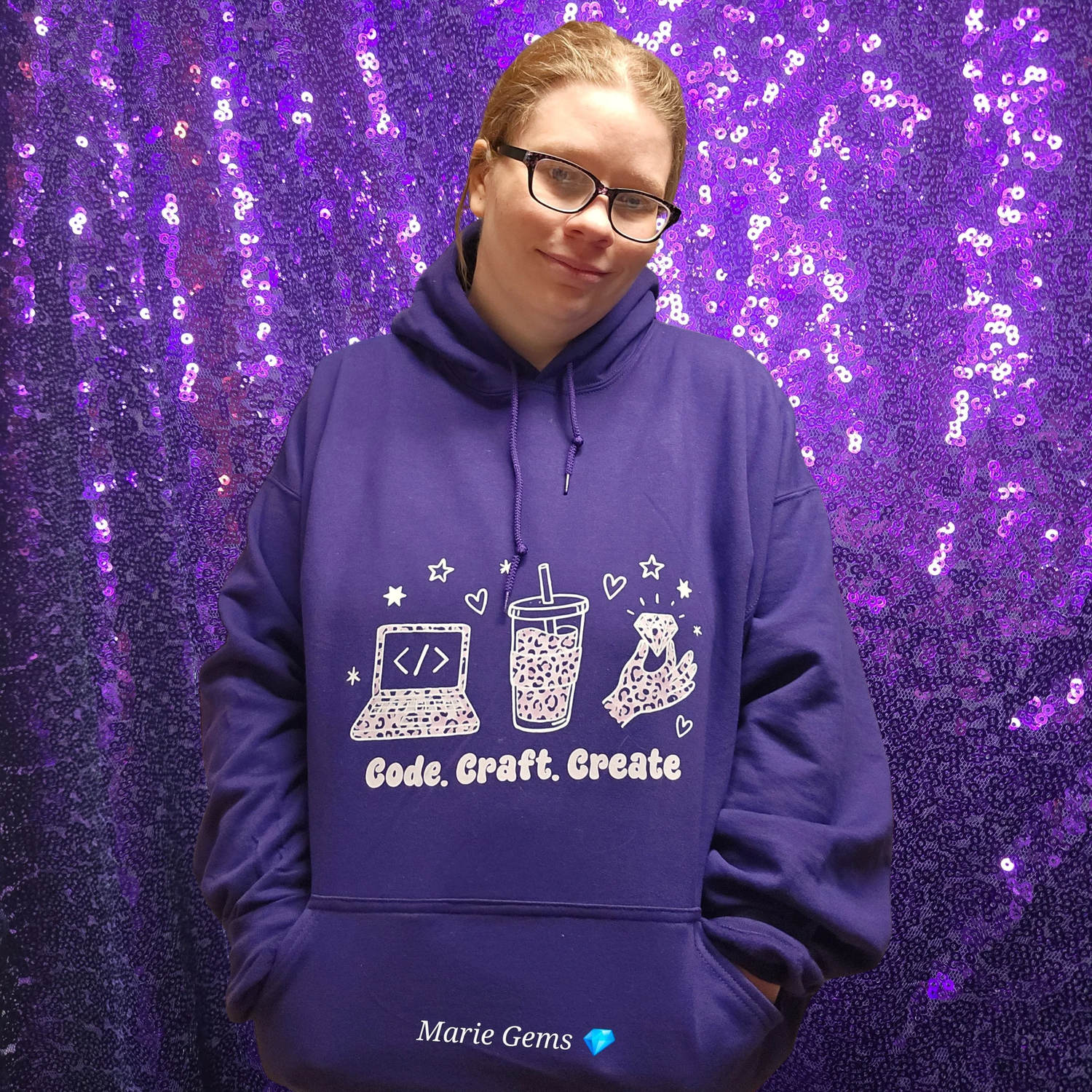 Marie Gems Merchandise Hoodie Cozy Warm Durable Everyday Wear For City Adventures And Weekend Comfort by Marie Gems