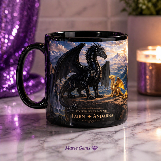 Fourth Wing Tairn & Andarna Dragon Art Mug - 15oz | Marie Gems