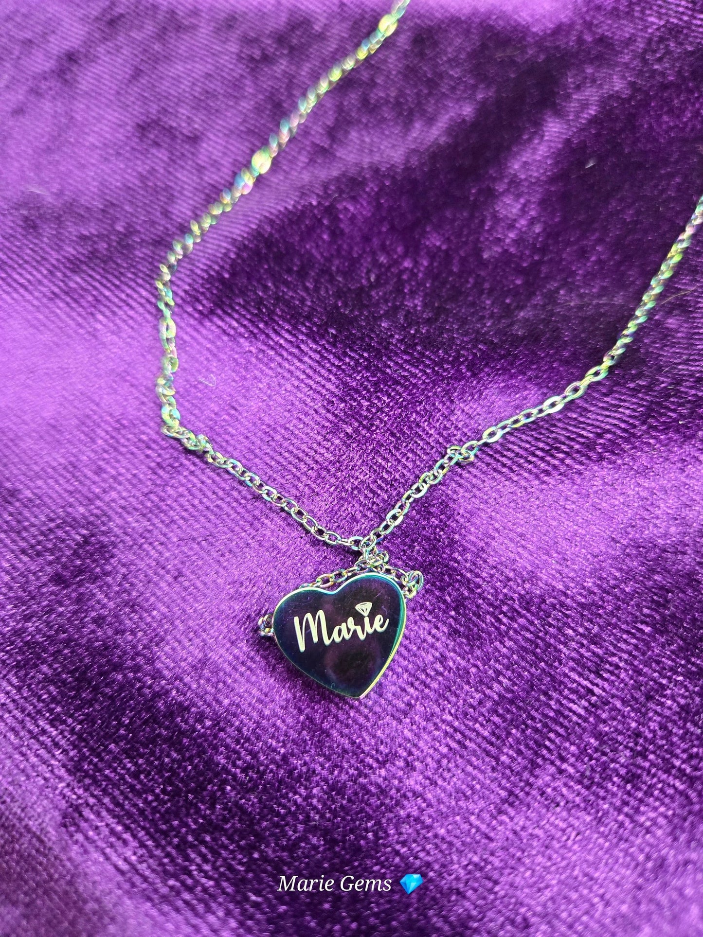 Engravable Heart Necklace — Personalized Name Pendant Gift by Printify