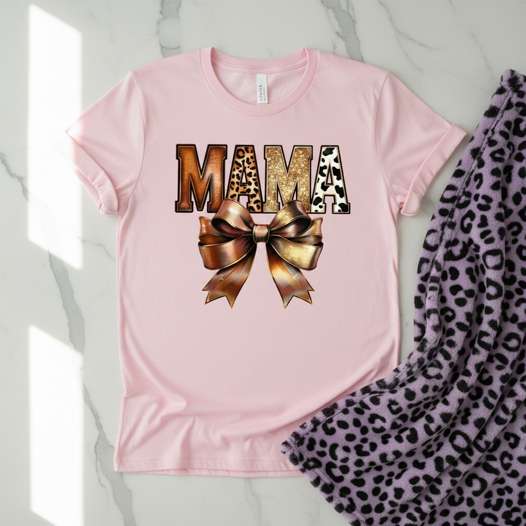 Western Mama Bow Gift-Ready Unisex Graphic T-Shirt showing western mama bow t-shirt artwork with funny shirts for mom, western mama shirt, leopard mom tee, product image 4