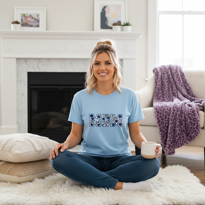 Blue Floral Mom Made-to-Order Unisex Graphic T-Shirt showing blue floral mom t-shirt artwork with blue floral mom shirt, funny shirts for mom, mothers day shirt, product image 2