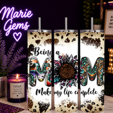 Western Mom Handmade 20 oz Stainless Steel Tumbler showing western mom 20oz tumbler artwork with funny mom tumbler, gifts for mom, made to order, product image 3
