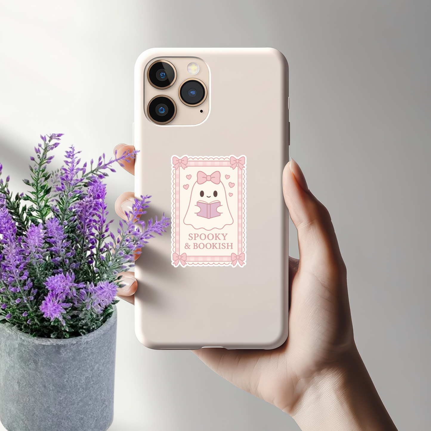 Spooky and Bookish Ghost Sticker - Cute Pastel Die-Cut Decal for Books and Laptops