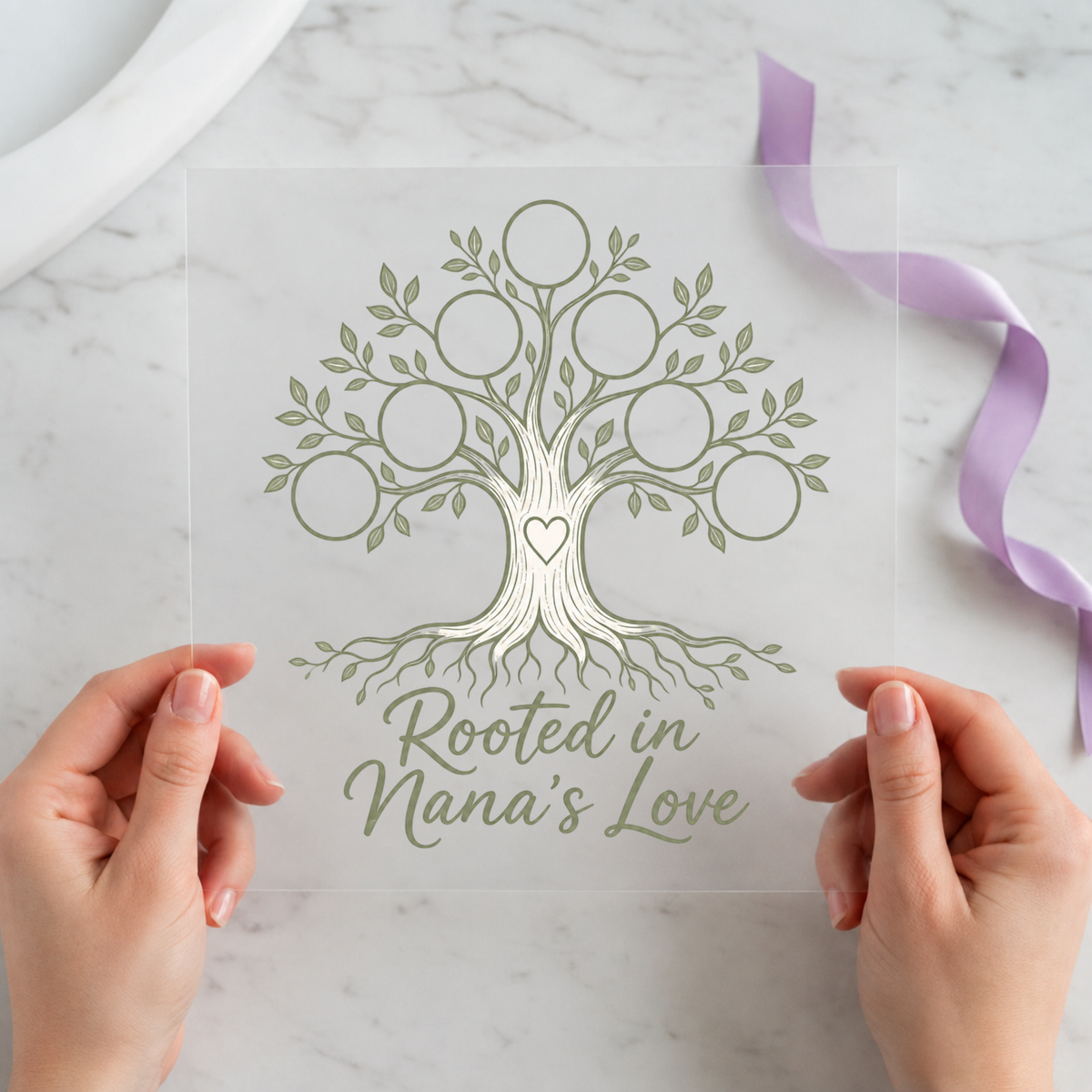 Rooted in Nana's Love DTF transfer mockup