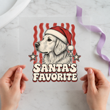 Santa's Favorite Golden Retriever individual product photo included in the Retro Christmas five-pack DTF transfer bundle