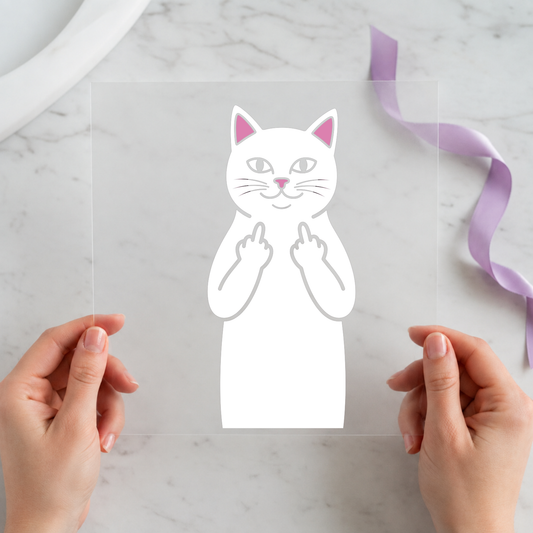 Sassy Cat Middle Finger individual product photo included in the Funny Cat Volume 2 five-pack DTF transfer bundle