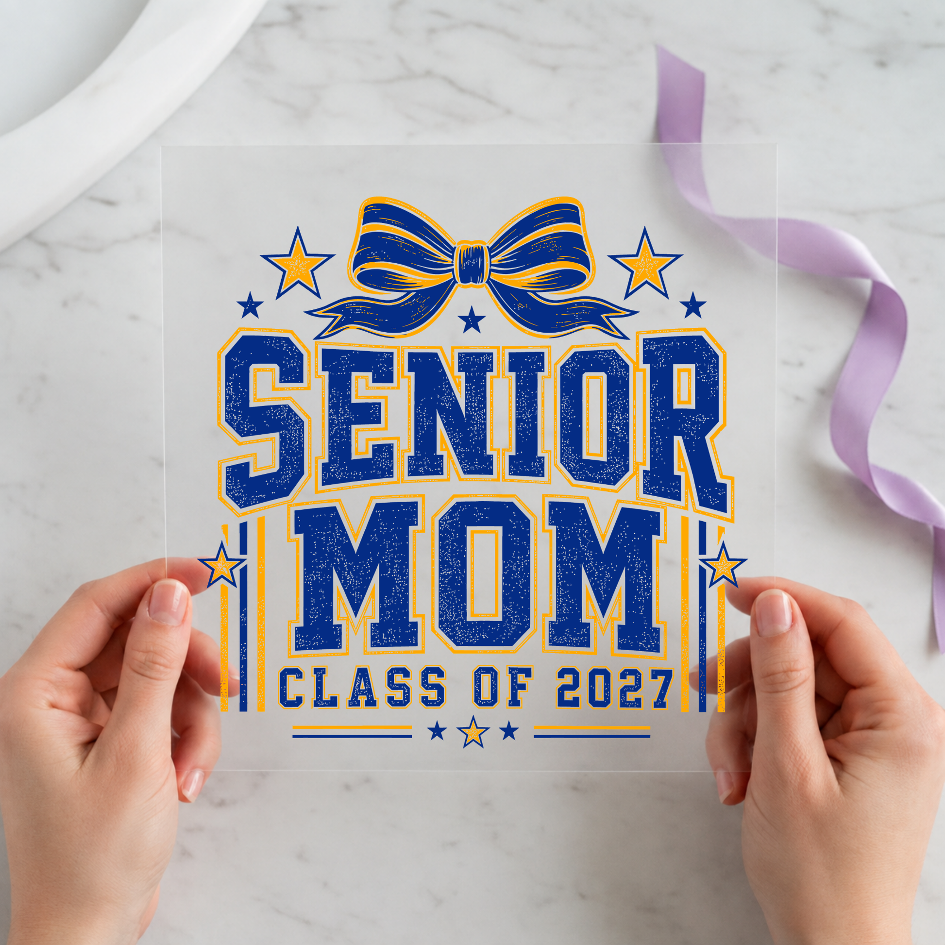 Senior Mom Class of 2027 Blue individual product photo included in the Class of 2027 Senior Curated Mix 4 five-pack DTF transfer bundle