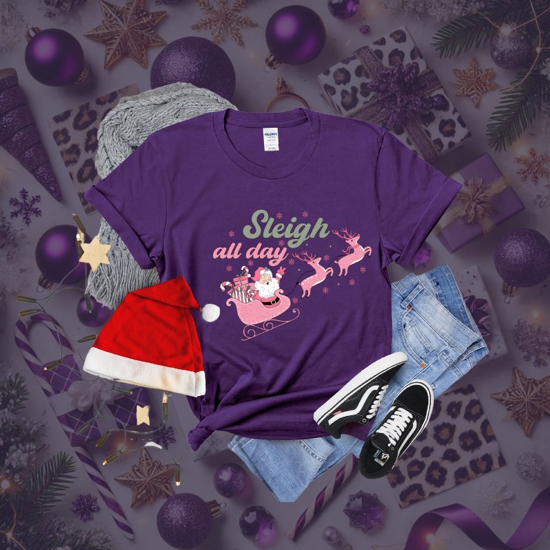 Sleigh All Day Santa Gildan T-Shirt - Marie Gems