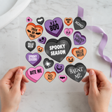 Spooky Season Candy Hearts individual product photo included in the Halloween Volume 7 five-pack DTF transfer bundle