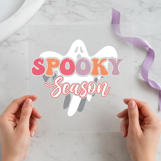 Spooky Season Ghost individual product photo included in the Halloween Volume 1 five-pack DTF transfer bundle