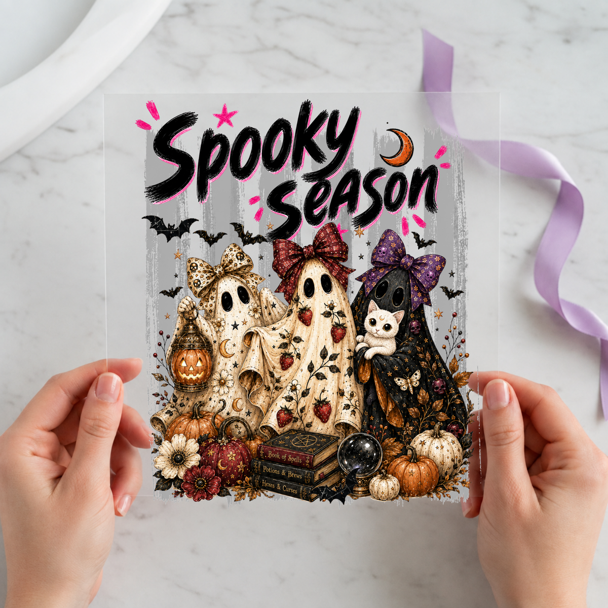 Spooky Season Halloween Cats individual product photo included in the Halloween Volume 7 five-pack DTF transfer bundle