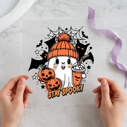 Stay Spooky Ghost individual product photo included in the Halloween Volume 1 five-pack DTF transfer bundle