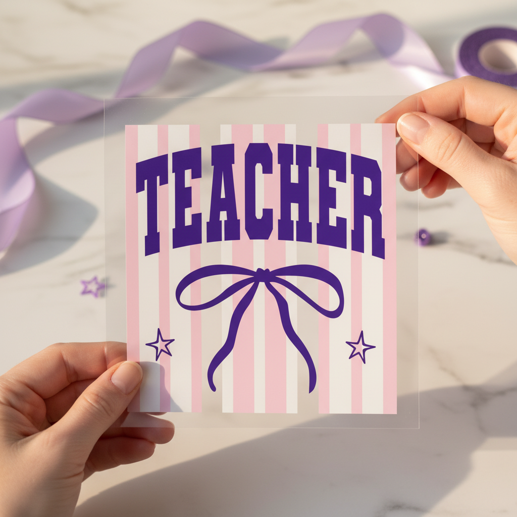 Teacher Bow 12x12 ready-to-press DTF heat transfer