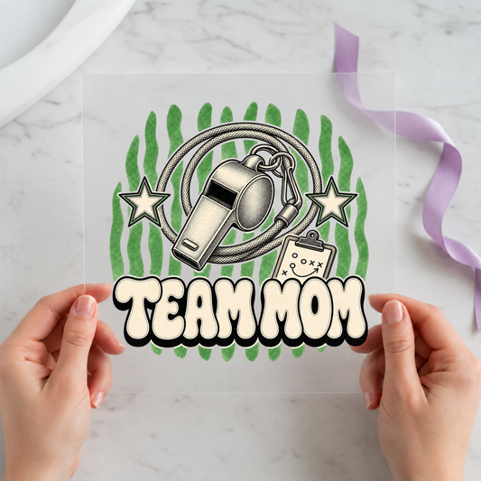Team Mom Whistle individual product photo included in the Game Day Sports Mom five-pack DTF transfer bundle