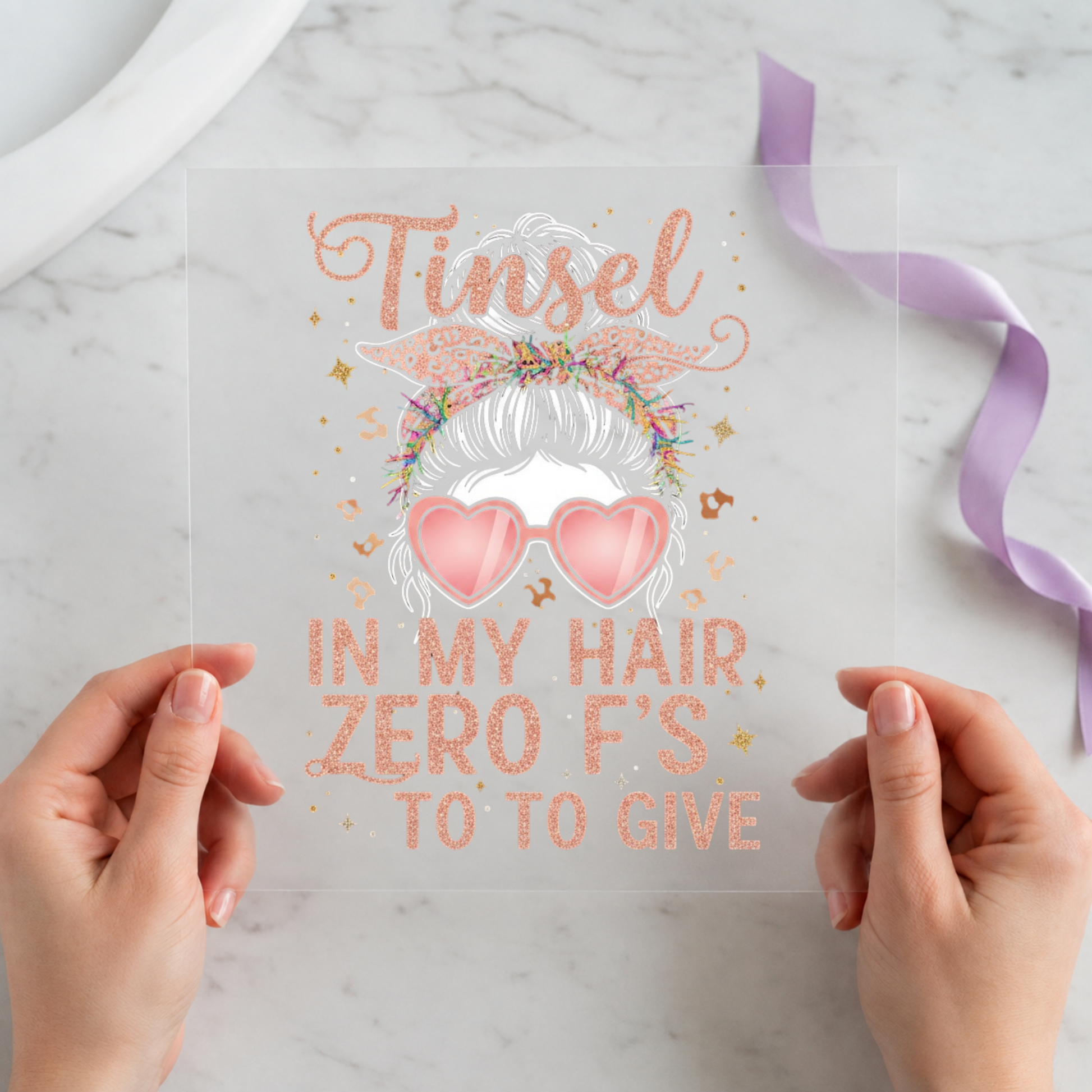 Tinsel in My Hair Zero F's to individual product photo included in the Christmas Volume 1 five-pack DTF transfer bundle