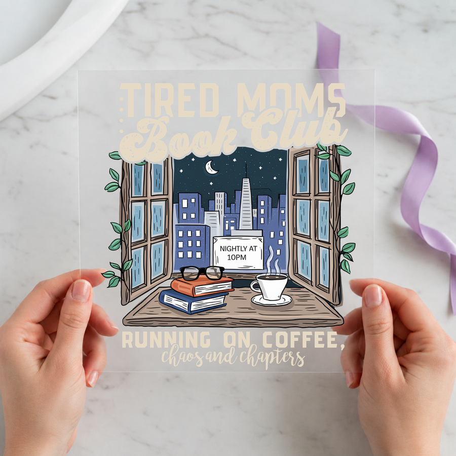 Tired Moms Society Running on individual product photo included in the Mom Life Volume 1 five-pack DTF transfer bundle