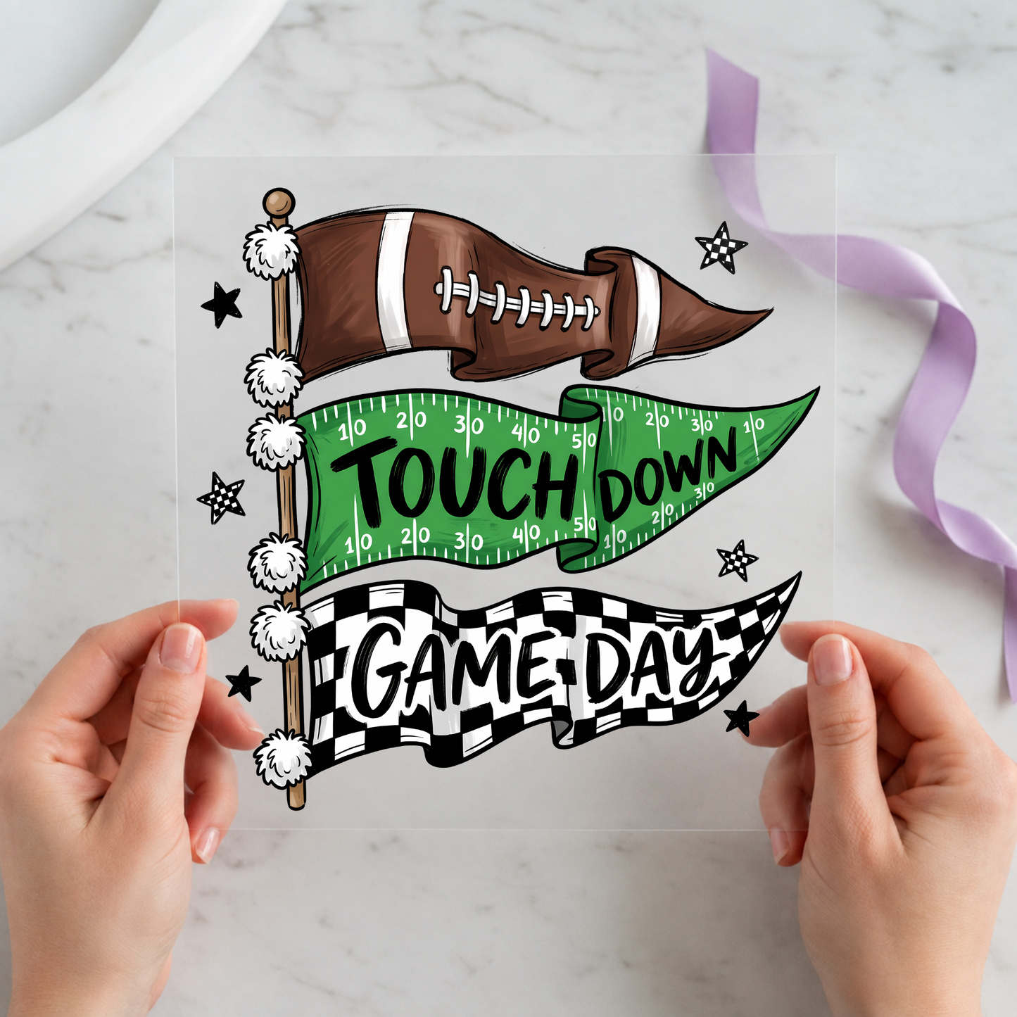 Touchdown Game Day Football individual product photo included in the Sports & Game Day Volume 1 five-pack DTF transfer bundle