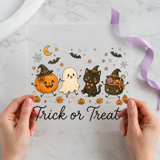 Trick or Treat Halloween individual product photo included in the Halloween Volume 2 five-pack DTF transfer bundle