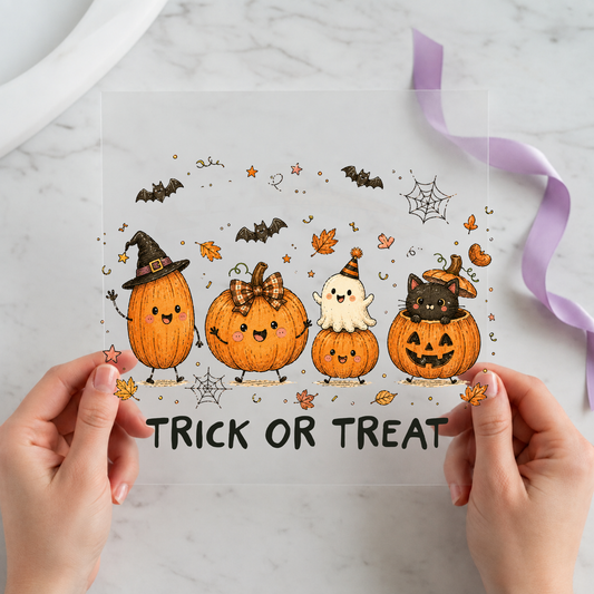 Trick or Treat Pumpkin Crew individual product photo included in the Halloween Volume 16 five-pack DTF transfer bundle