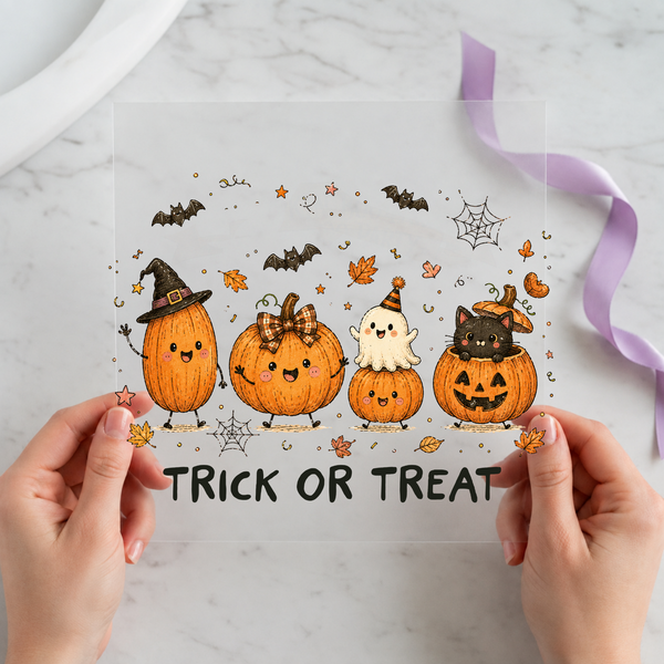 Trick or Treat Pumpkin Crew individual product photo included in the Halloween Volume 16 five-pack DTF transfer bundle