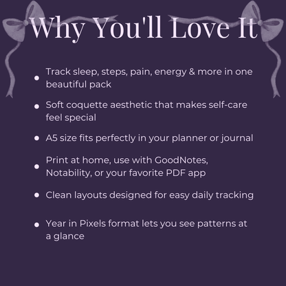 Wellness Tracker Bundle Printable – 9 Coquette Self-Care Planner Pages – product image