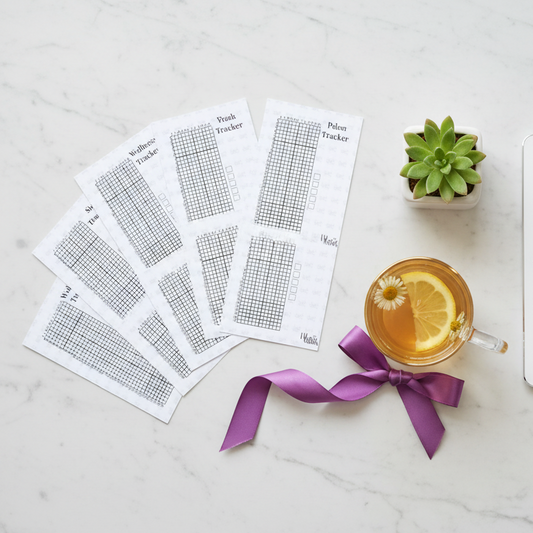 Coquette wellness tracker bundle with 9 printable self-care planner pages
